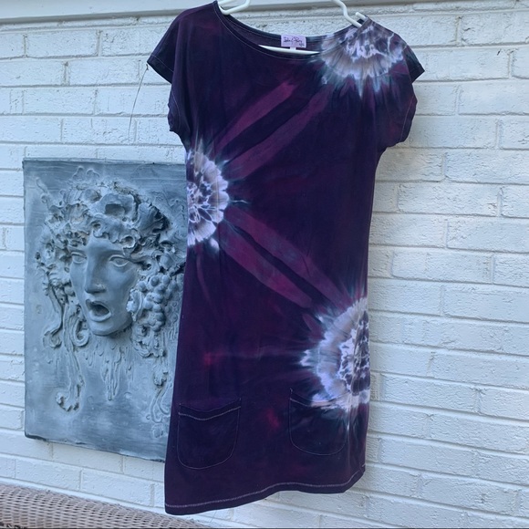 pima cotton tie dye t shirt dress - Picture 1 of 6
